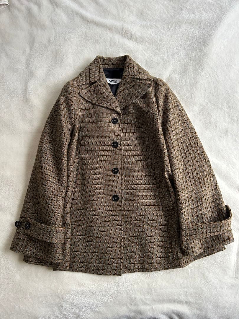MM6 チェック柄 ハーフコート 44