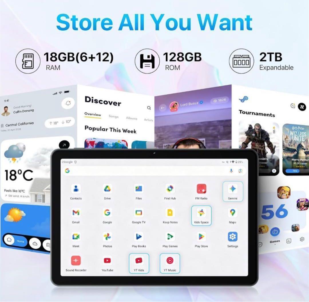 【Android 15 Gemini AI タブレット】10インチ