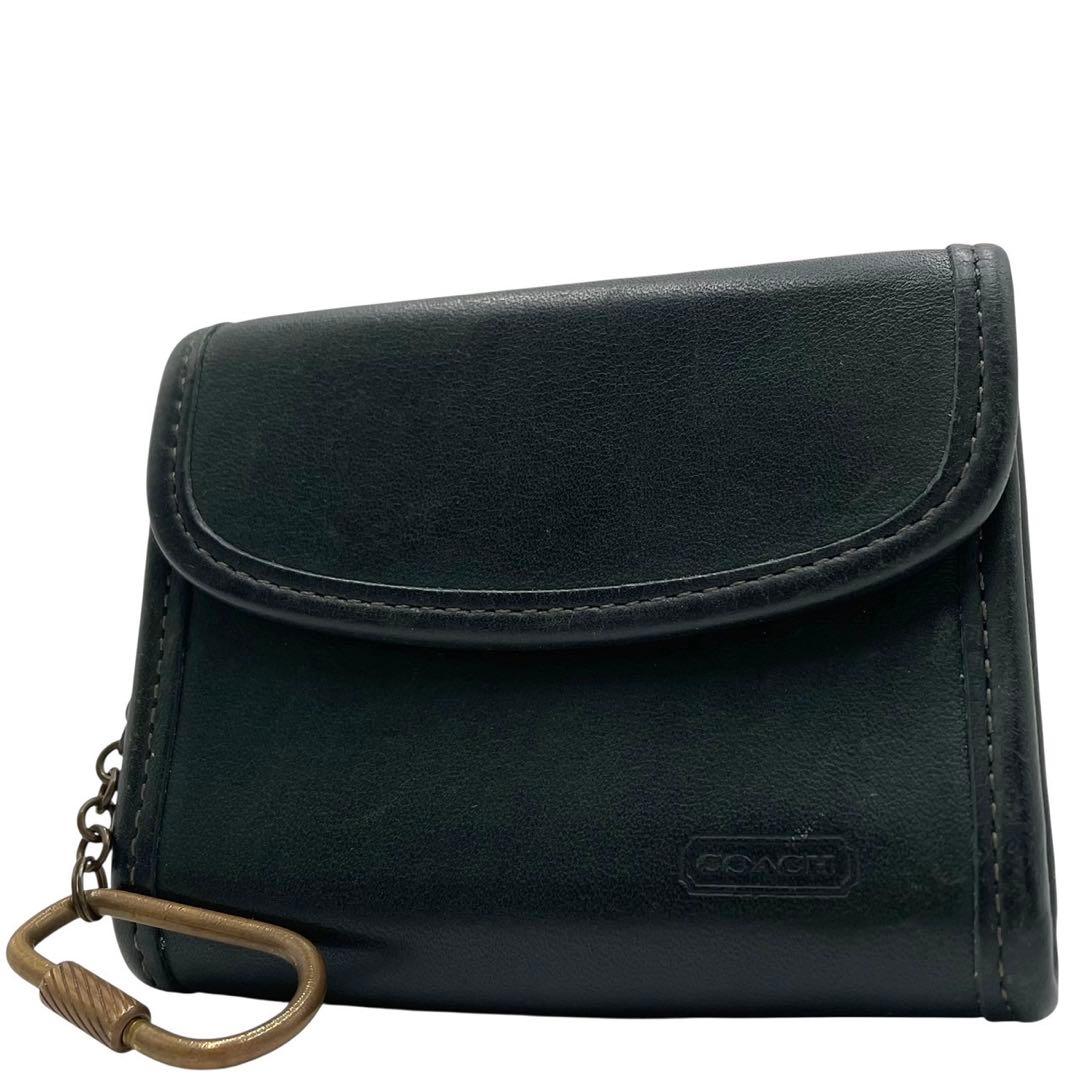 オールドコーチ 財布 レザー グリーン ケース カラビナ ウォレット