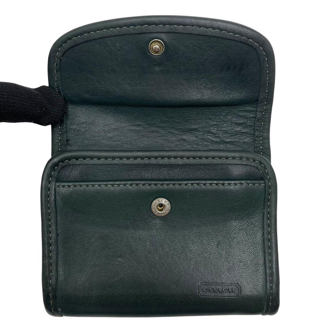 オールドコーチ 財布 レザー グリーン ケース カラビナ ウォレット