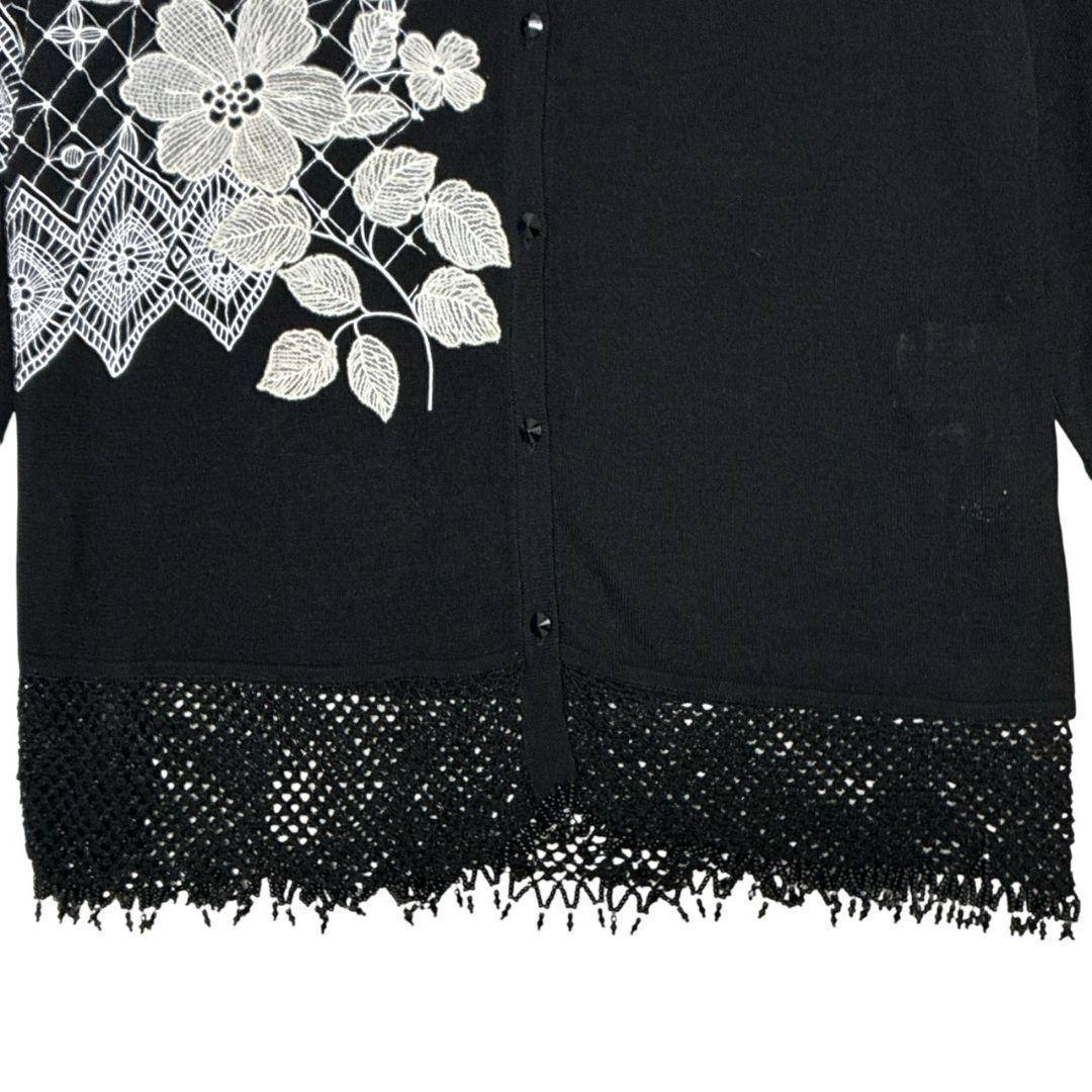 美品✨LEONARD レオナール シルク100% カーディガン ニット 黒 LL