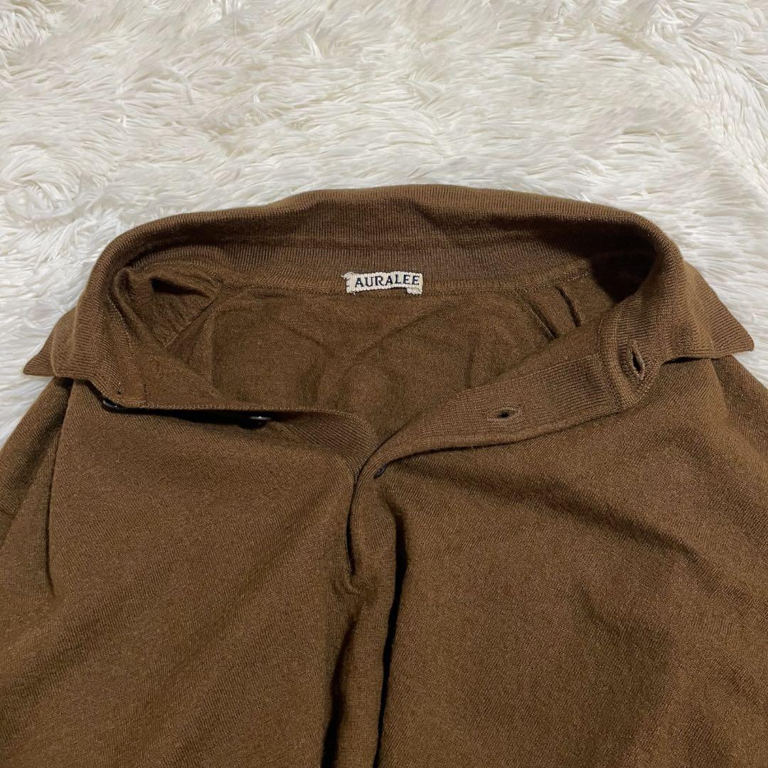 AURALEE オーラリー カシミヤ混 ニットポロ ブラウン L レディース
