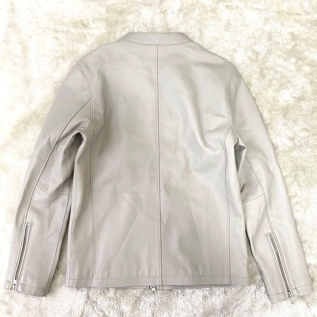 MMMM ✨希少良品✨ シングルライダース レザージャケット ライトグレー 羊革