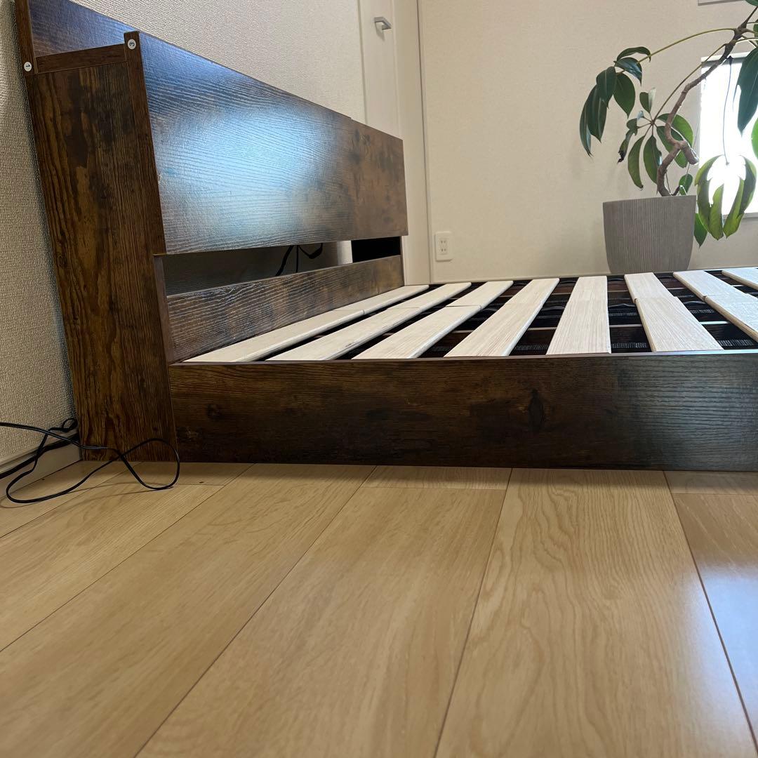 木製セミダブルベッドフレーム ダークブラウン