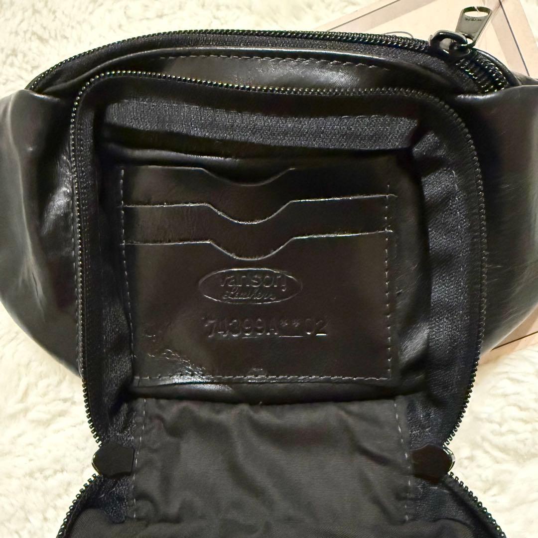 新品未使用タグ付 VANSON レザーポーチ ボディバッグ ブラック