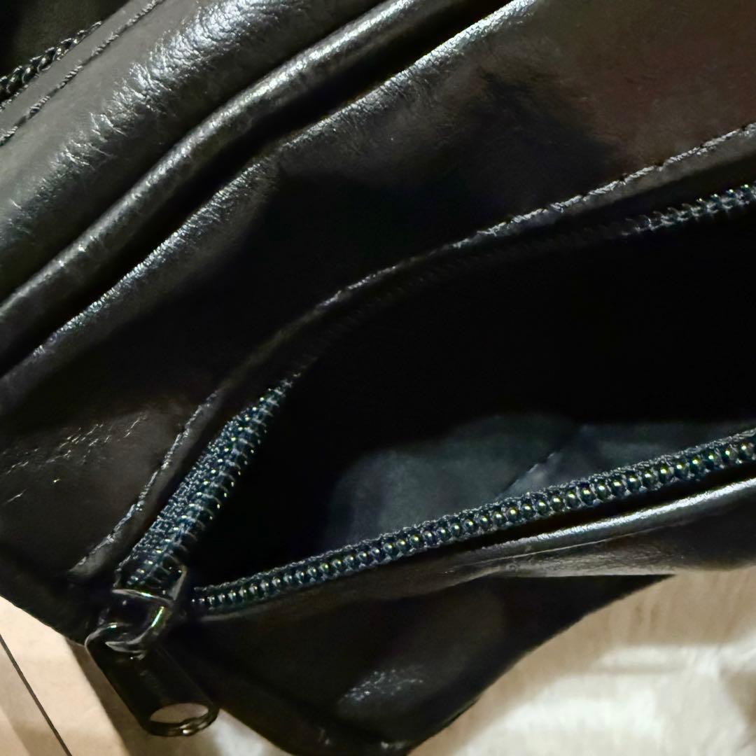 新品未使用タグ付 VANSON レザーポーチ ボディバッグ ブラック