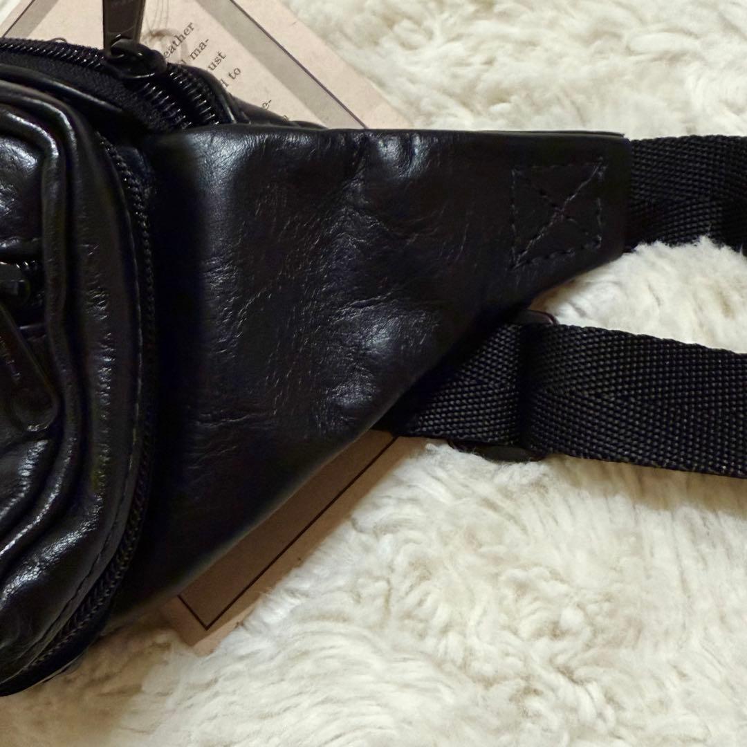 新品未使用タグ付 VANSON レザーポーチ ボディバッグ ブラック