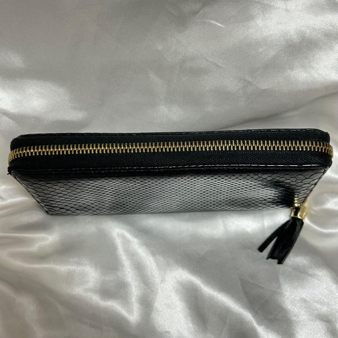 【美品】GUCCIグッチ 長財布 ラウンドファスナー パイソン 蛇革 黒 レザー