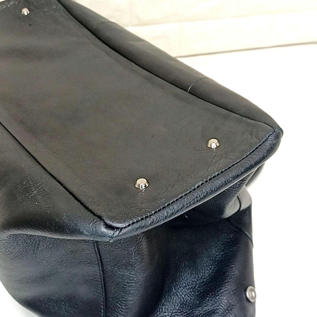 A4可★ブラックレーベル クレストブリッジ　シボ革レザー　トートバッグ　ブラック