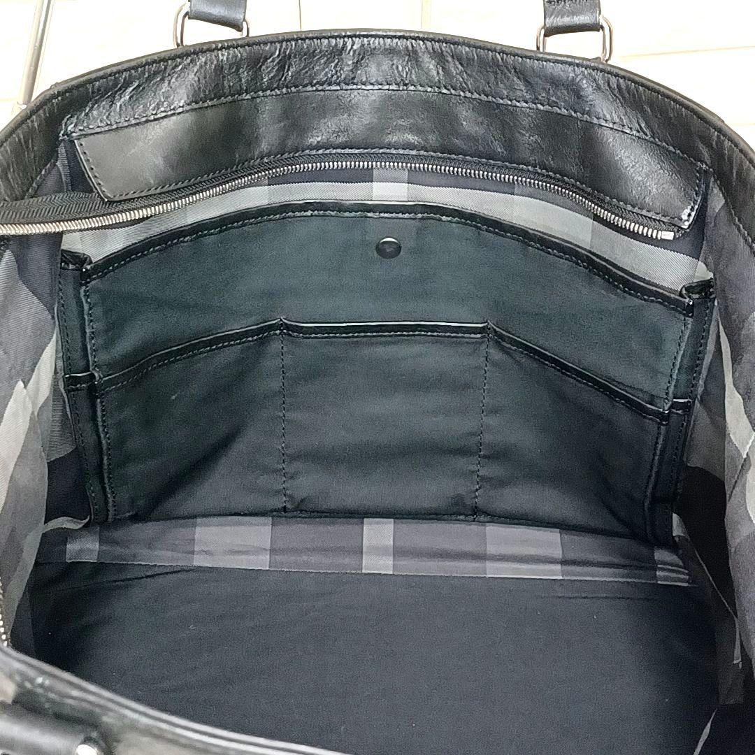 A4可★ブラックレーベル クレストブリッジ　シボ革レザー　トートバッグ　ブラック