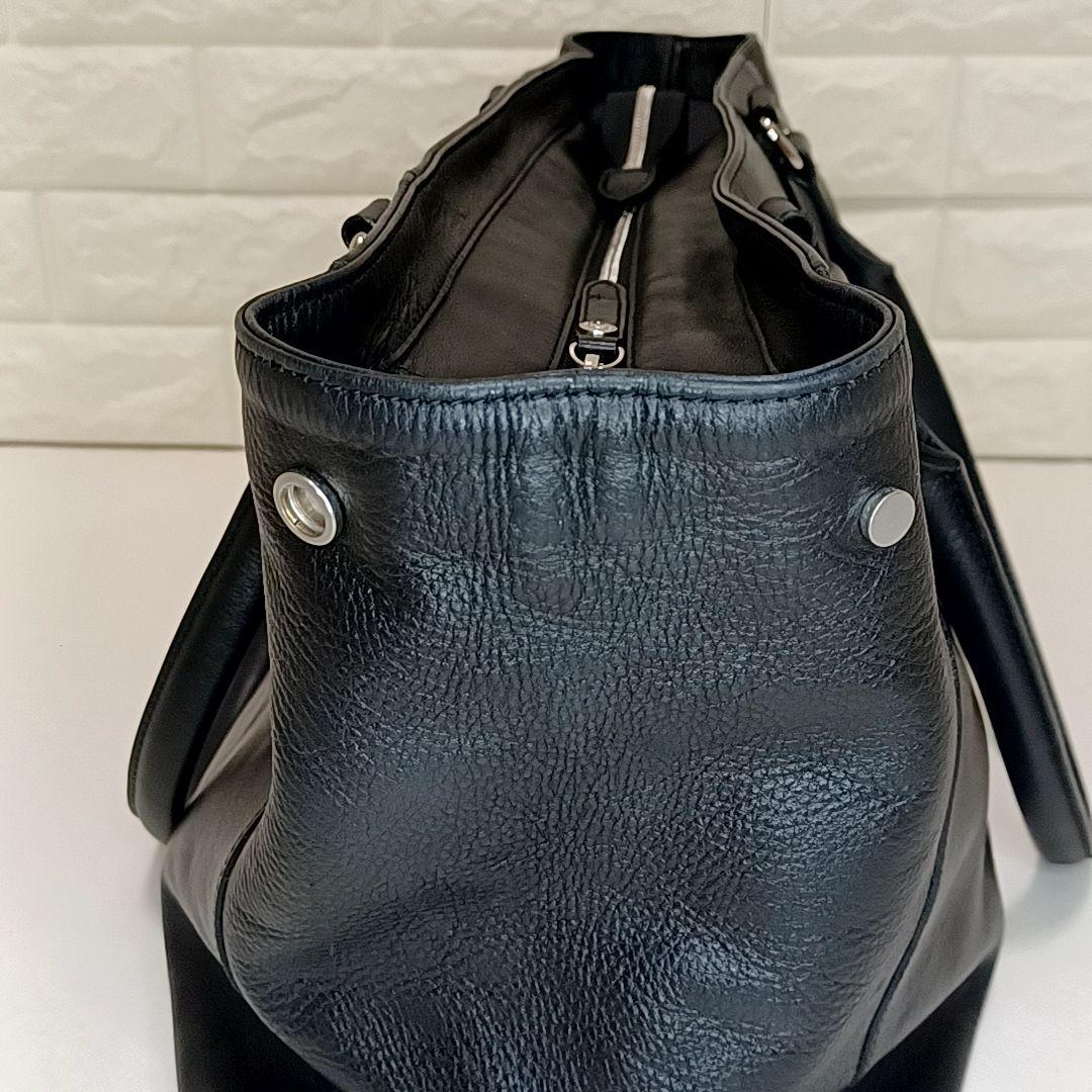 A4可★ブラックレーベル クレストブリッジ　シボ革レザー　トートバッグ　ブラック