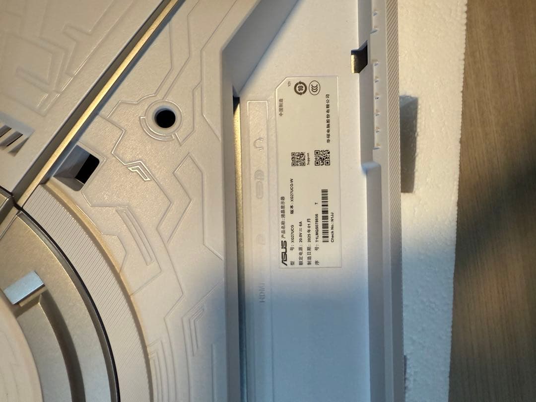 [ジャンク品] ASUS ROG XG27UCG-W 4K160Hz モニター