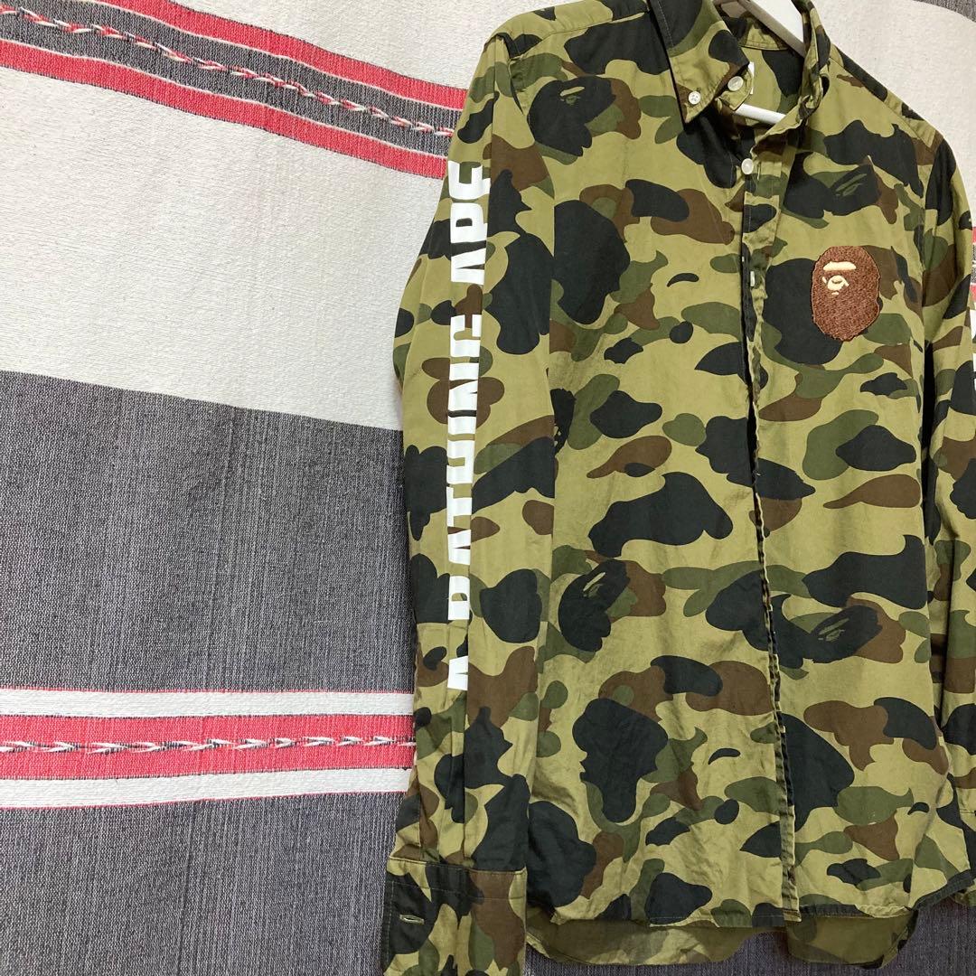 A BATHING APE 初期エイプカモ サイドブランドロゴBDシャツ人気希少