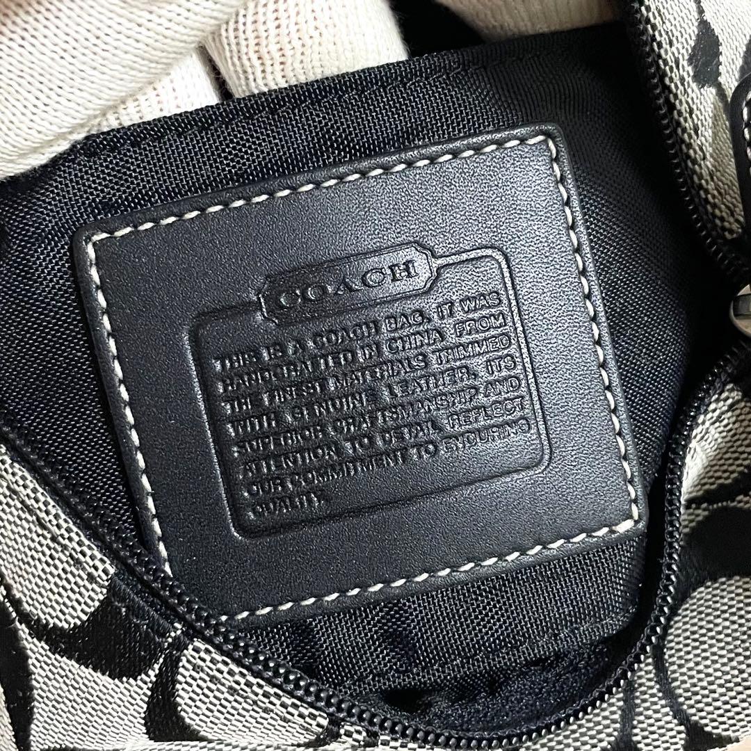 未使用/コーチ　アクセサリーポーチ　シグネチャー　ブラック　キャンバス　レザー