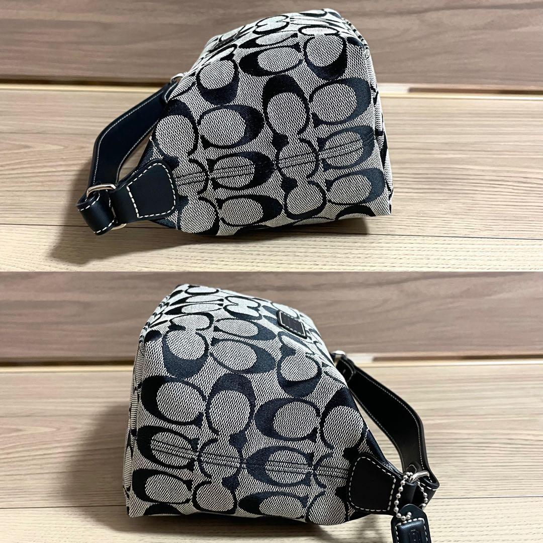 未使用/コーチ　アクセサリーポーチ　シグネチャー　ブラック　キャンバス　レザー