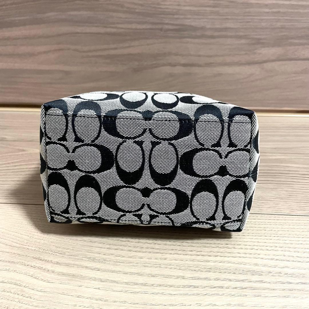 未使用/コーチ　アクセサリーポーチ　シグネチャー　ブラック　キャンバス　レザー