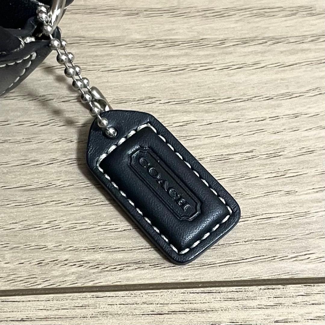 未使用/コーチ　アクセサリーポーチ　シグネチャー　ブラック　キャンバス　レザー