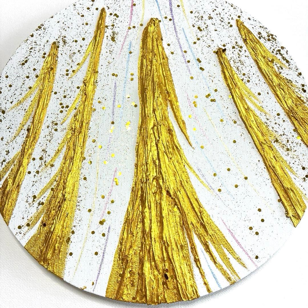 開運絵画　昇龍　天界からのメッセージ　金龍　天界の花　金箔