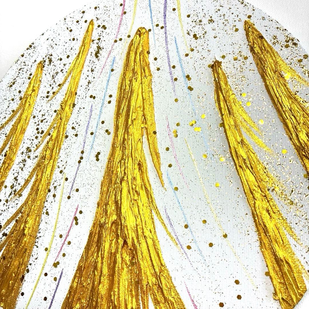 開運絵画　昇龍　天界からのメッセージ　金龍　天界の花　金箔