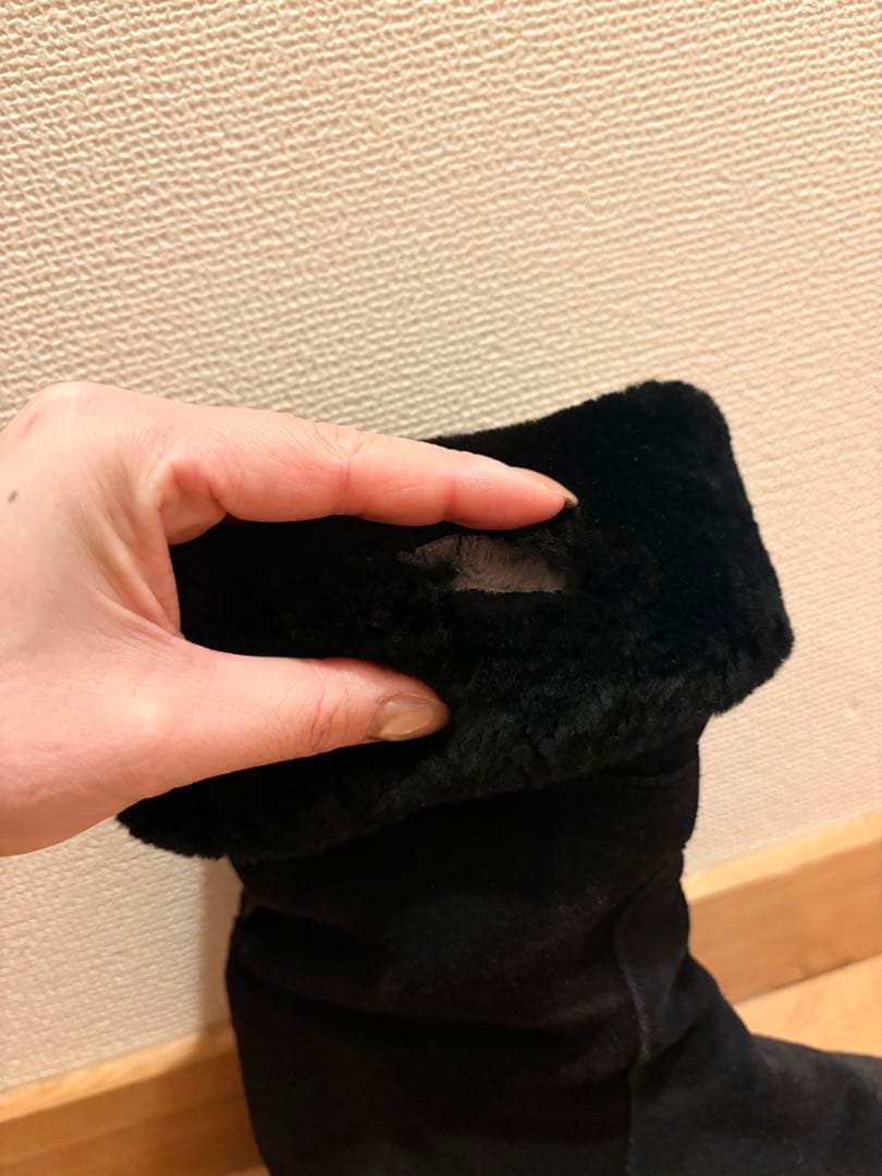 【中古】フェラガモ ロングムートンブーツ スエード 2way サイズ7ハーフ