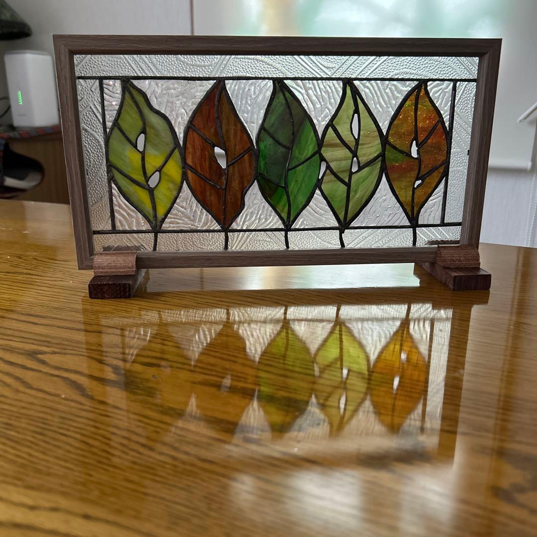 ステンドグラス　パネル秋の葉っぱ達11