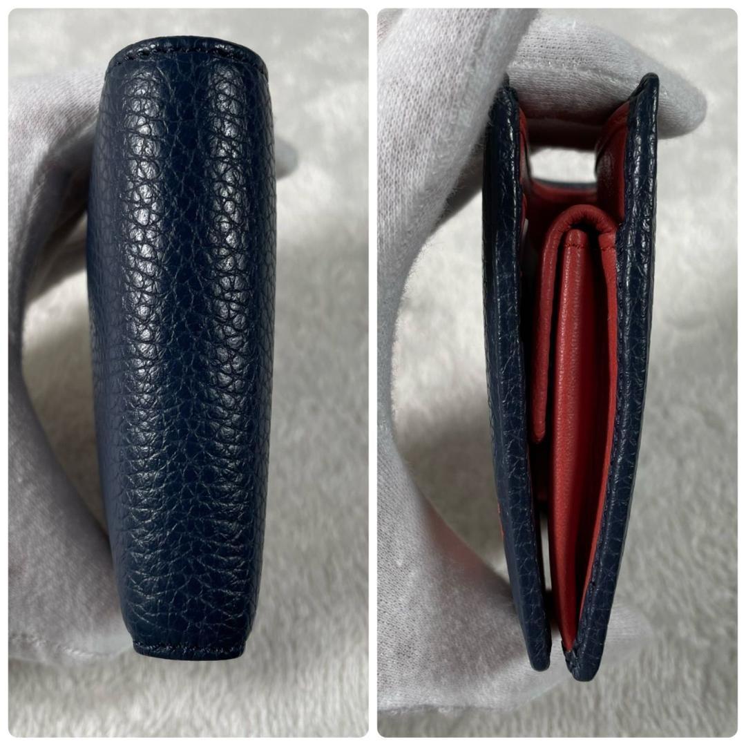 新品 ヴィヴィアンウエストウッド 二つ折り財布 レザー ネイビー オレンジ