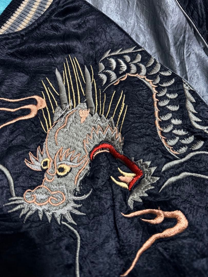 美品 ２面用 TK 龍 桜 日本限定 スカジャン vintage レーヨン