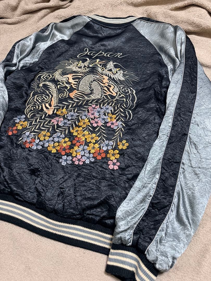 美品 ２面用 TK 龍 桜 日本限定 スカジャン vintage レーヨン