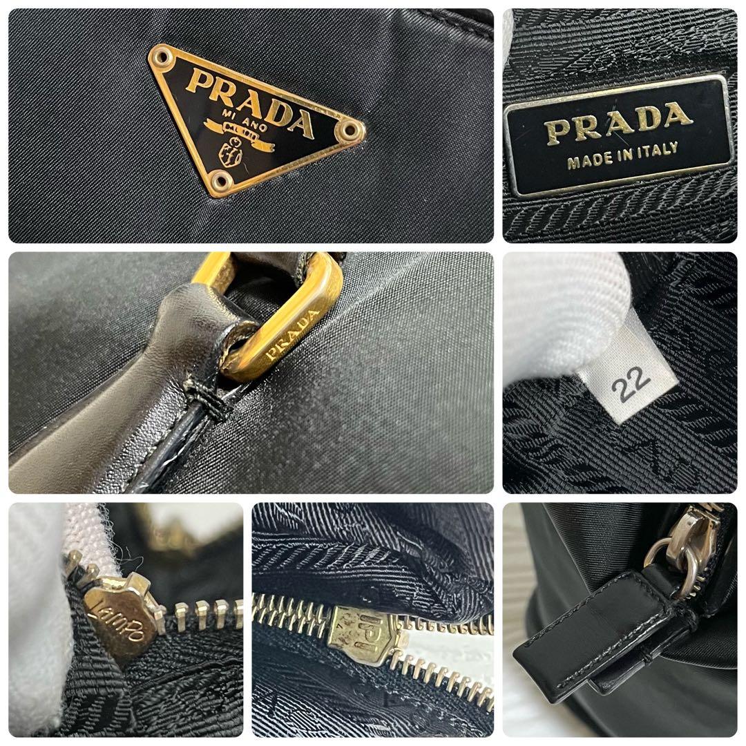 ✨美品✨☘️PRADA☘️✨トートバッグ✨三角ロゴ✨ナイロンレザー✨ゴールド金具✨