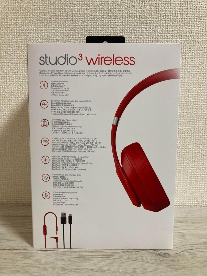 beats studio3 wireless レッド ワイヤレス ヘッドホン
