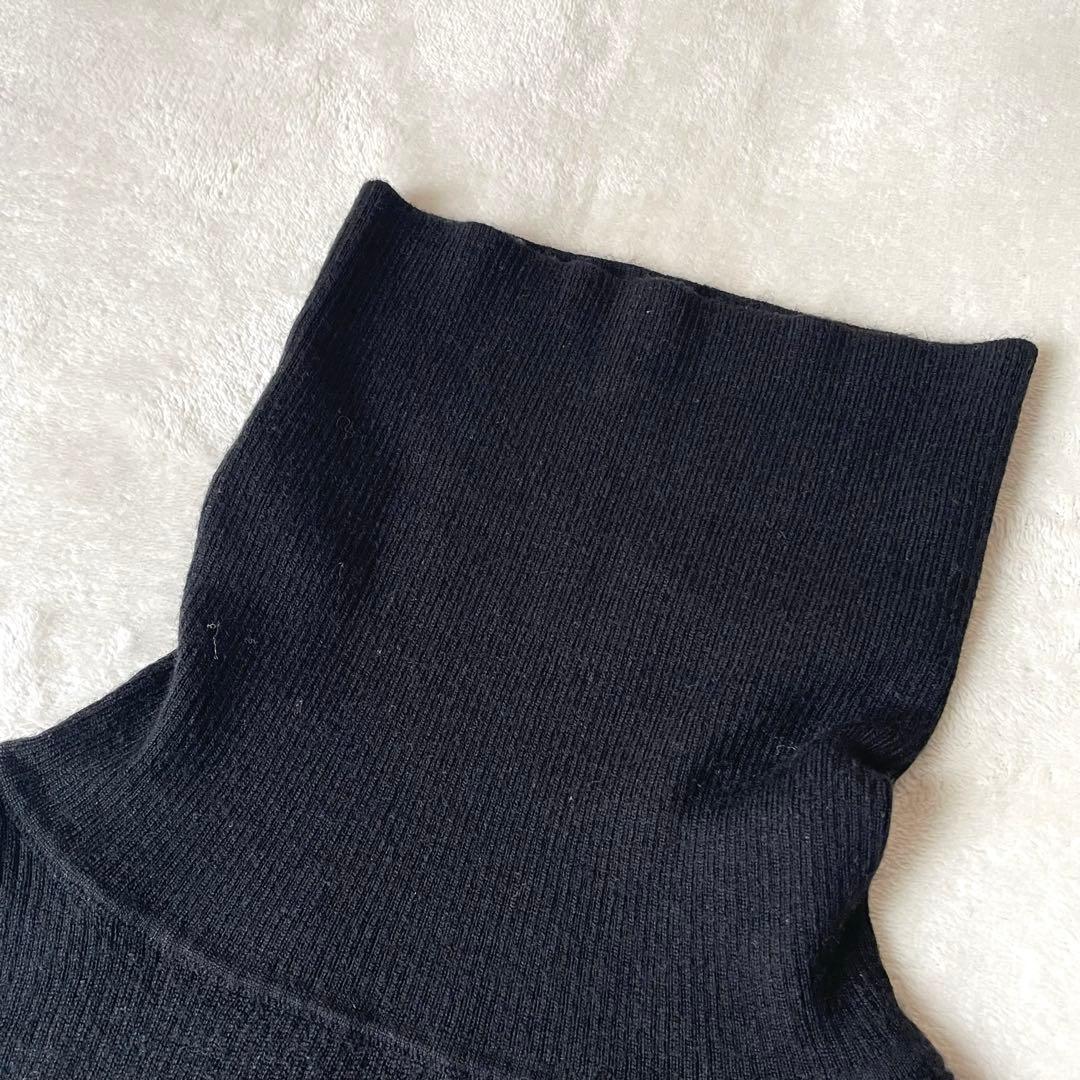 Deuxime Classe ブラック ribタートルネックセーター 黒　指抜き