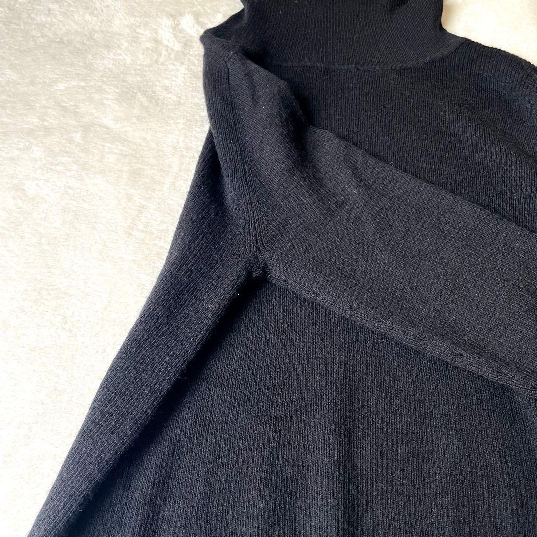 Deuxime Classe ブラック ribタートルネックセーター 黒　指抜き
