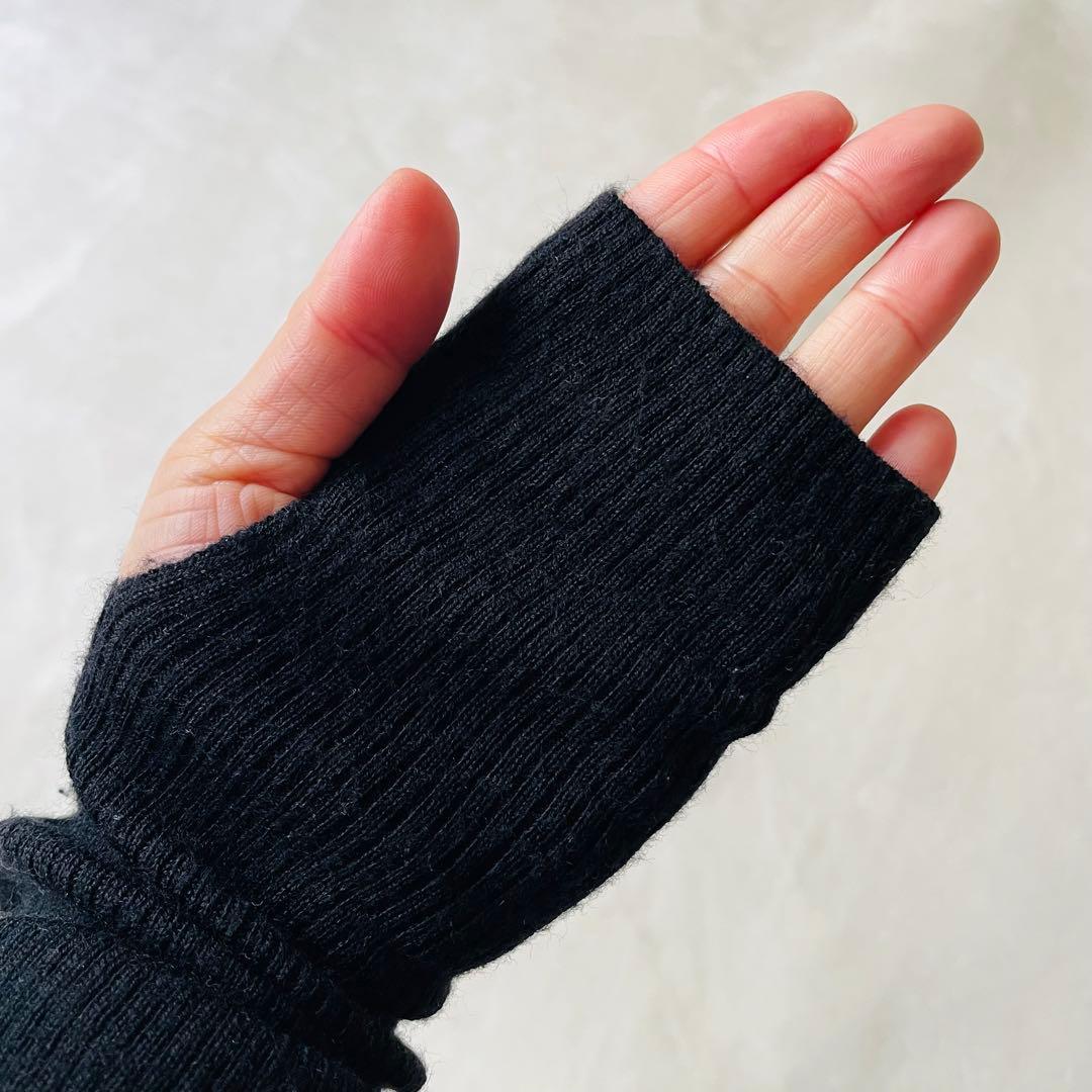 Deuxime Classe ブラック ribタートルネックセーター 黒　指抜き