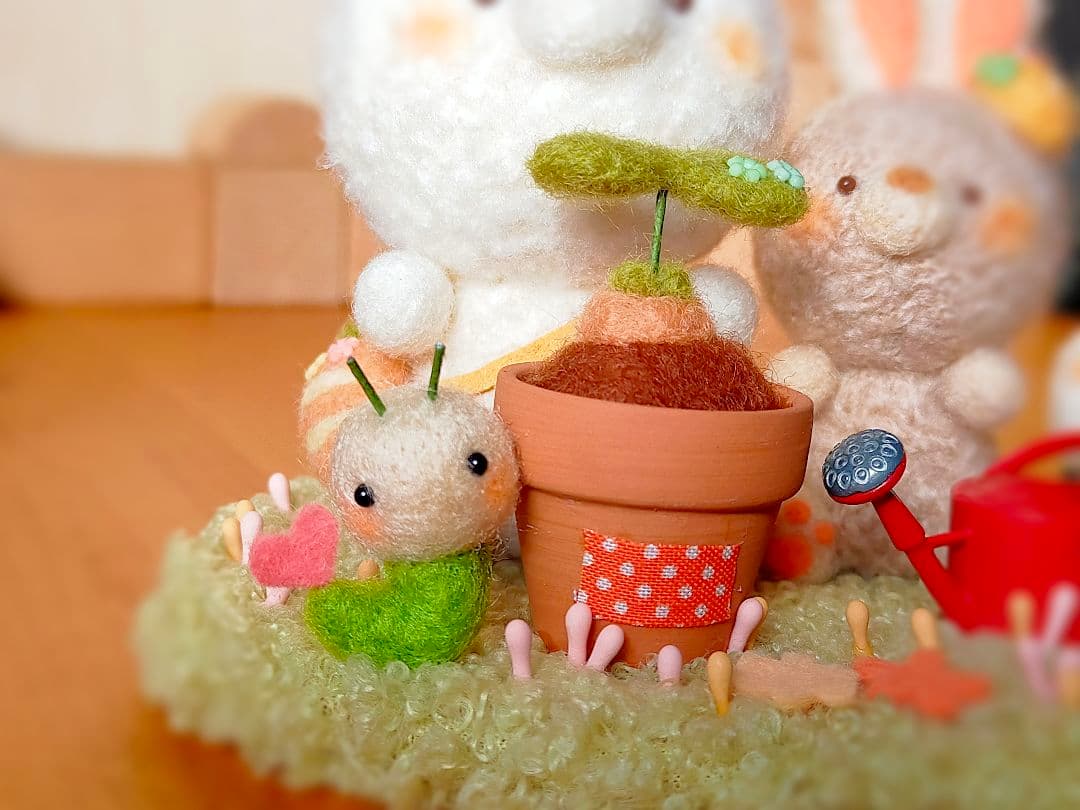 ✿羊毛フェルト✿うさぎ✿種を植えました✿