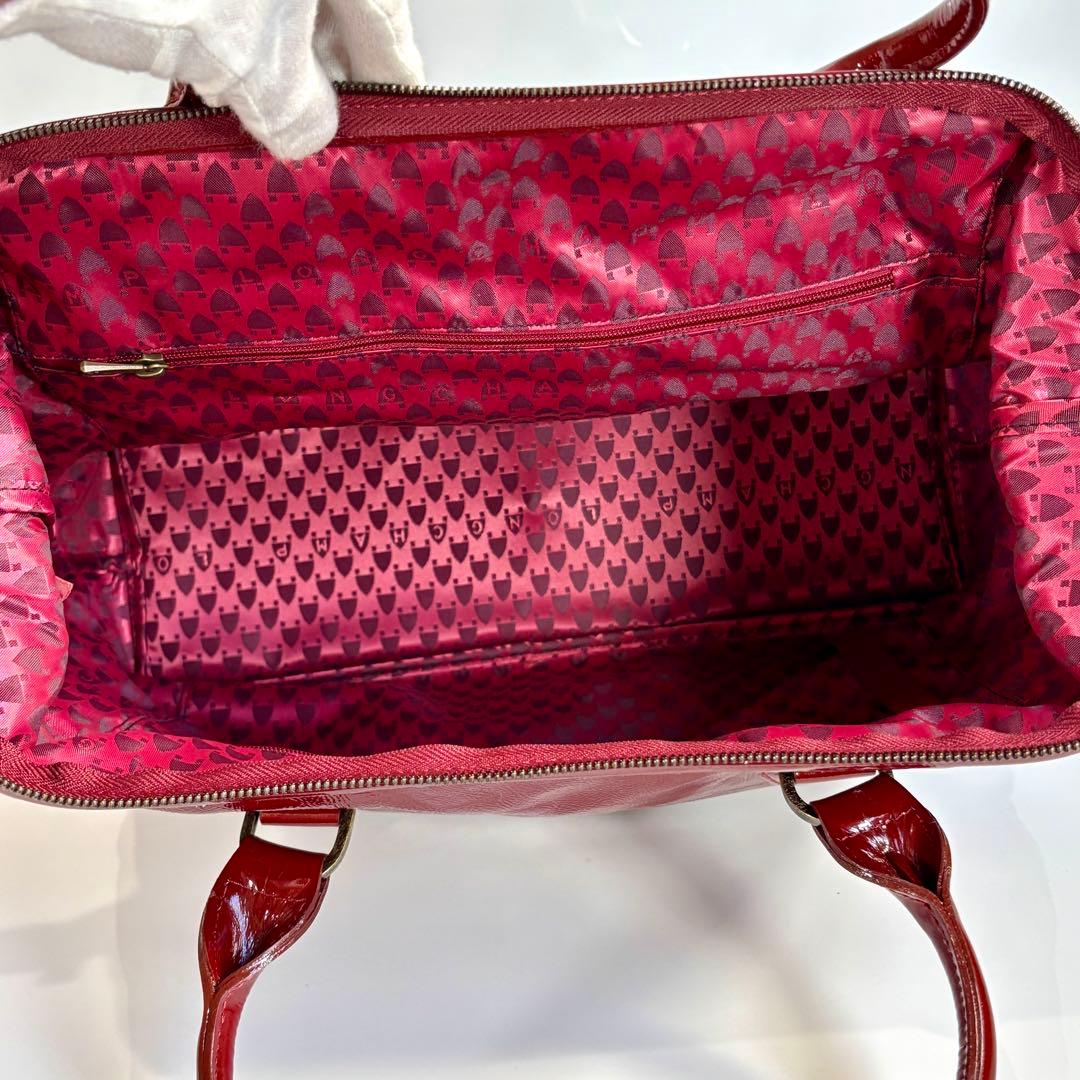 極美品 ロンシャン レジェンド パテントレザー ドクターバッグ ハンドバッグ 赤