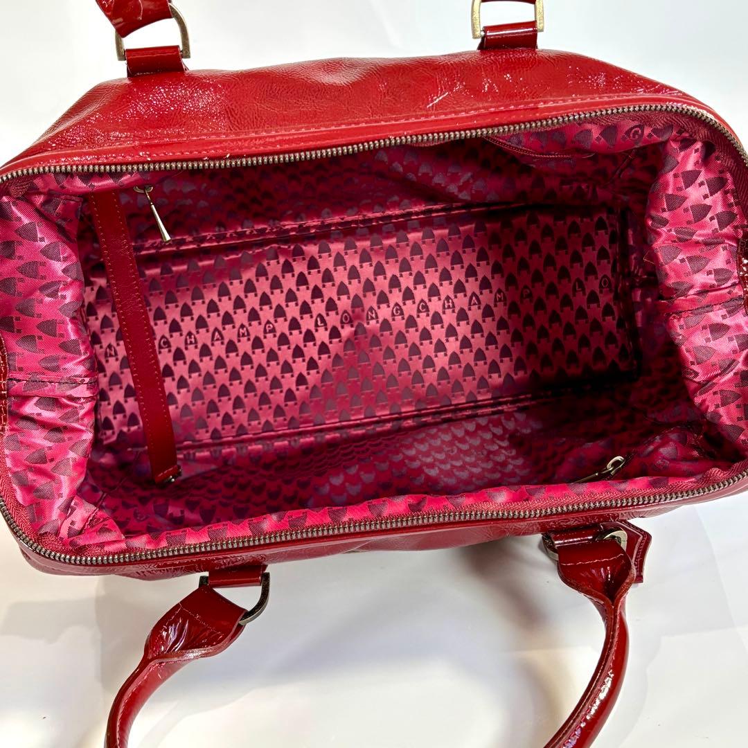 極美品 ロンシャン レジェンド パテントレザー ドクターバッグ ハンドバッグ 赤