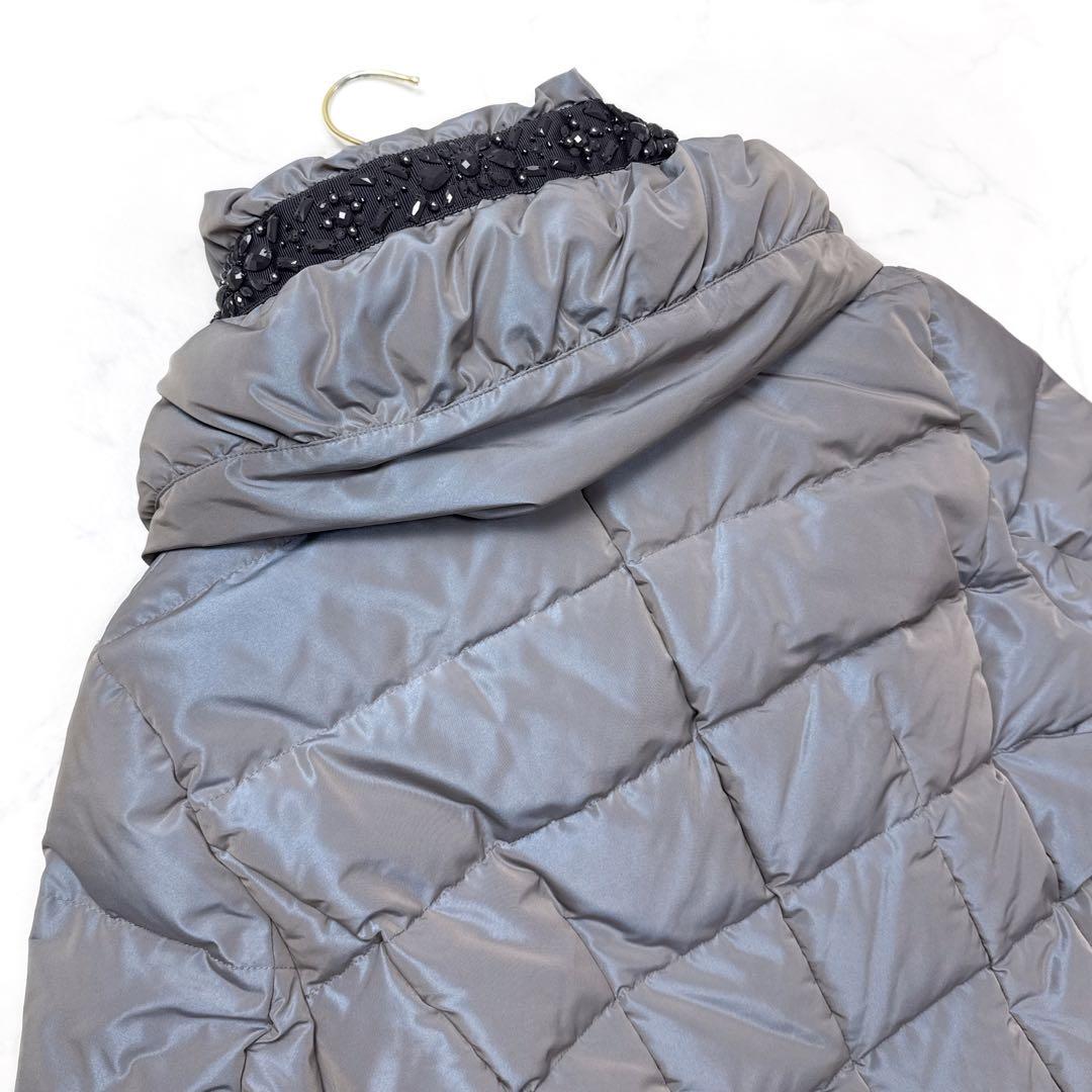 美品 スーパービューティー ダウンジャケット ビジュー装飾 42サイズ