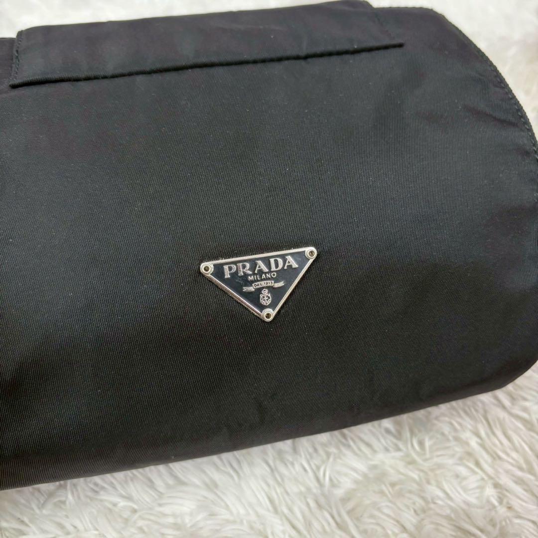 PRADA アクセサリーポーチ ナイロン 三角ロゴ ギャランティ付 MV459