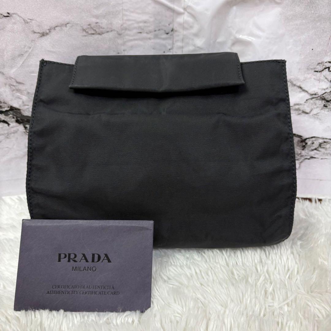 PRADA アクセサリーポーチ ナイロン 三角ロゴ ギャランティ付 MV459