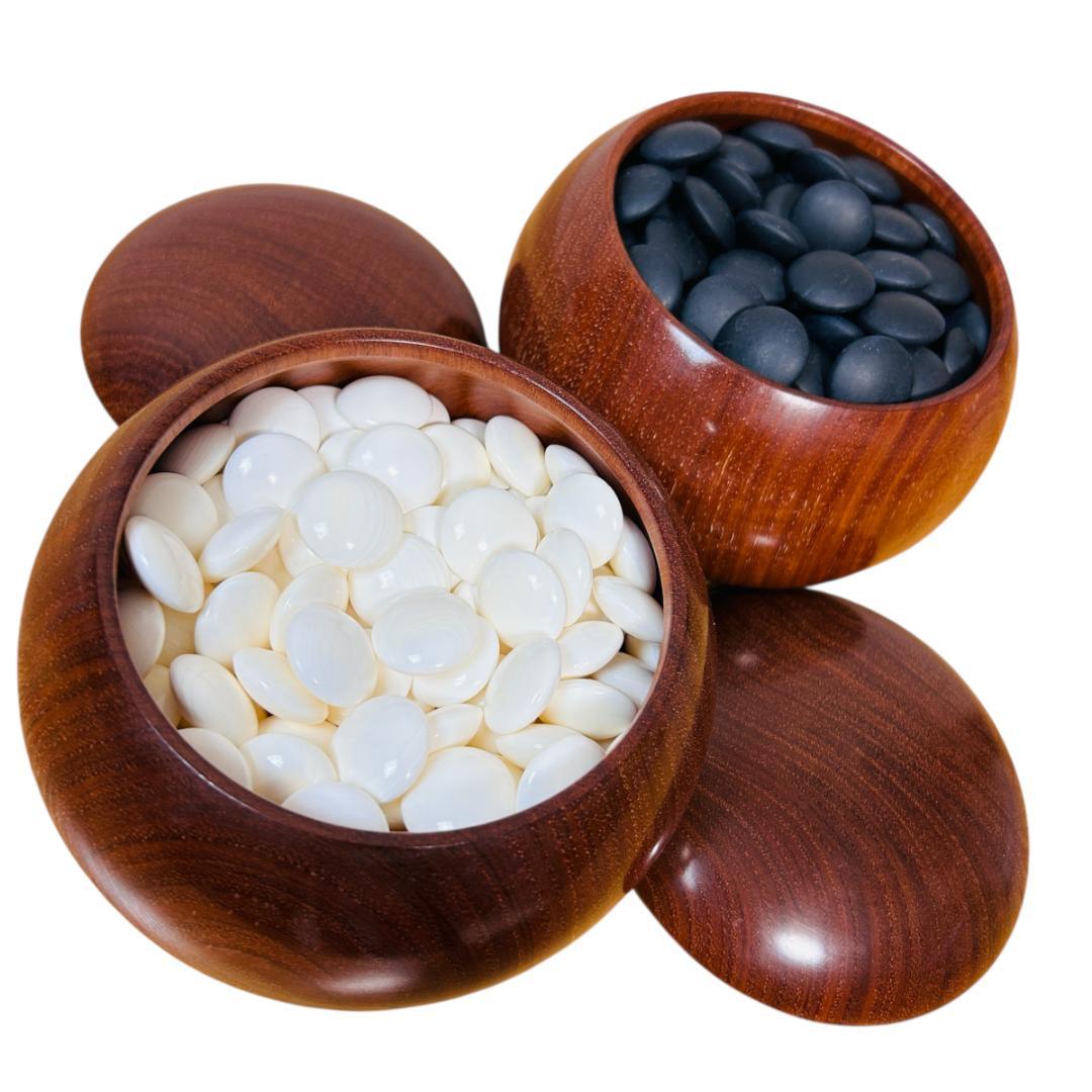 懐志作碁笥 蛤碁石 那智黒石 35~36号 白180個 + 黒179個 囲碁