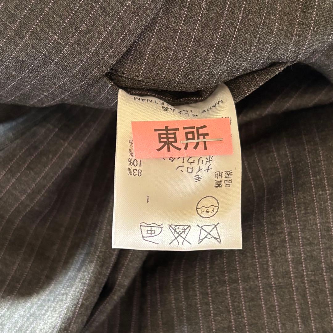 23区 44 XL オンワード樫山 ゆったり パンツスーツ グレー ストライプ