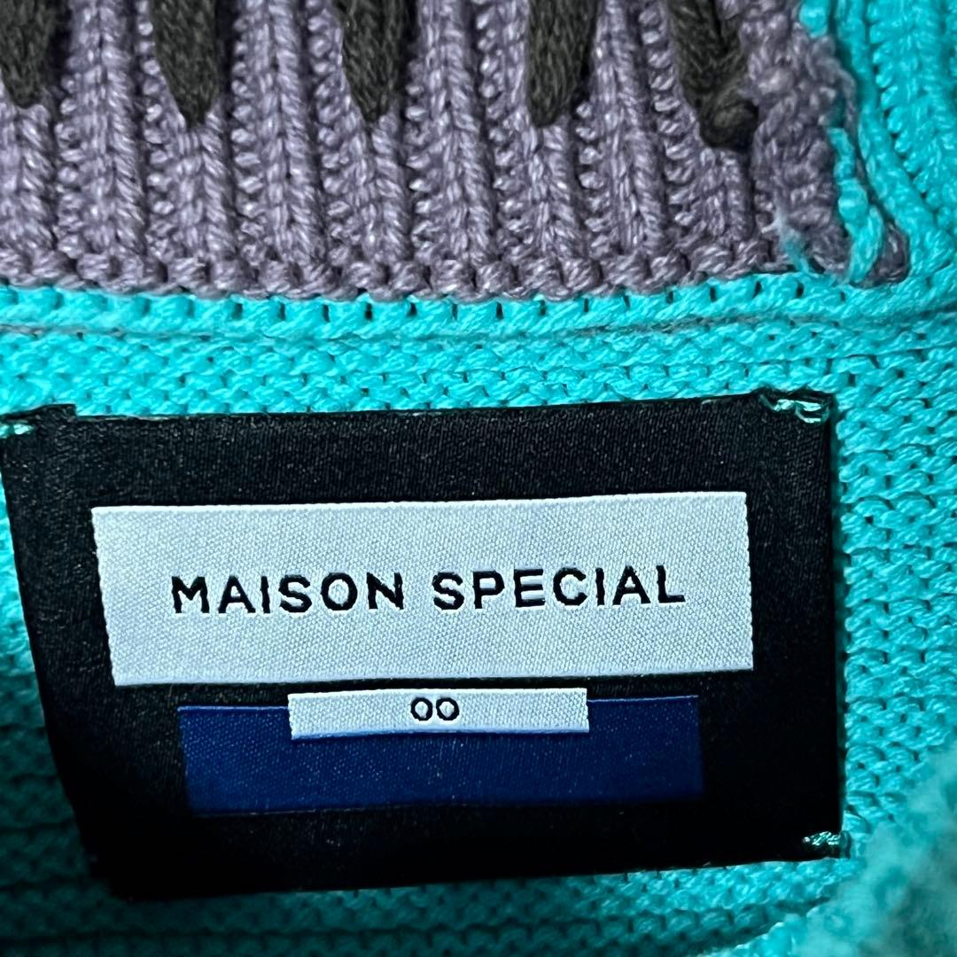 鬼ワッフルクレイジーパッチワーク切り替えプライムオーバークルーネックニット