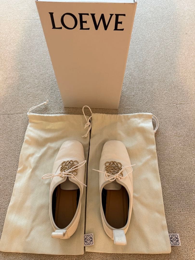 《mimi》定価12万loewe ソフトダービーフラットシューズアナグラム