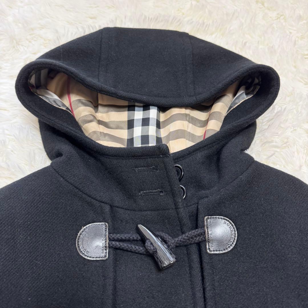 バーバリーブルーレーベル ダッフルコート アンゴラ混 ノバチェック フード付き