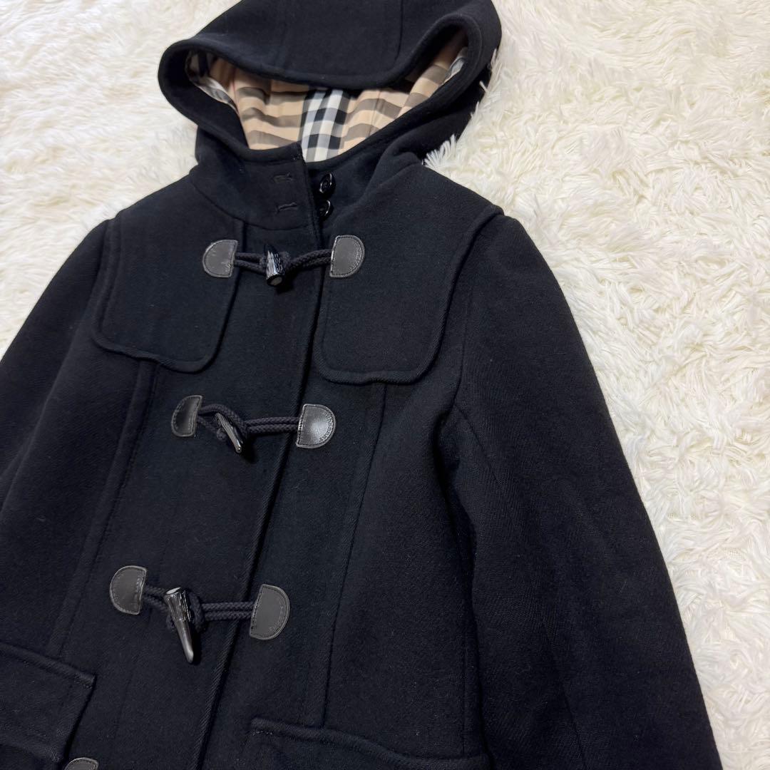 バーバリーブルーレーベル ダッフルコート アンゴラ混 ノバチェック フード付き