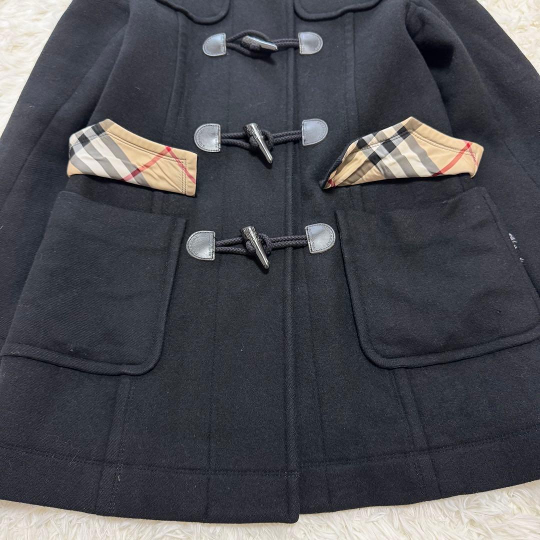 バーバリーブルーレーベル ダッフルコート アンゴラ混 ノバチェック フード付き