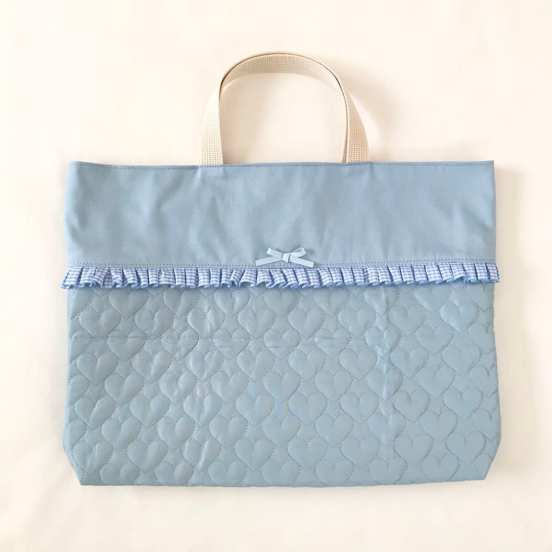 入園入学4点セット　ハートキルティング　ブルー