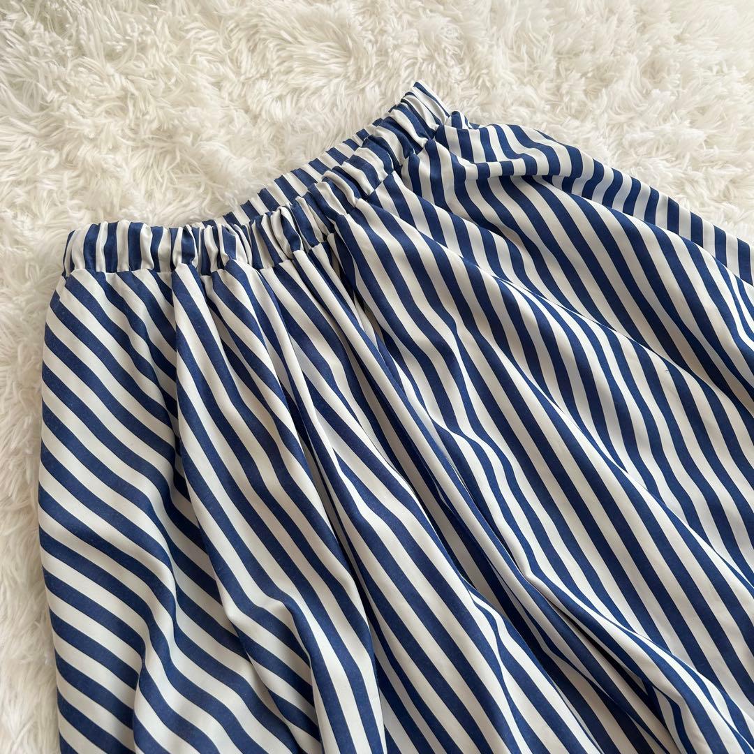 25SS PERNA ストライプティアードスカート フリーサイズ ロング ブルー