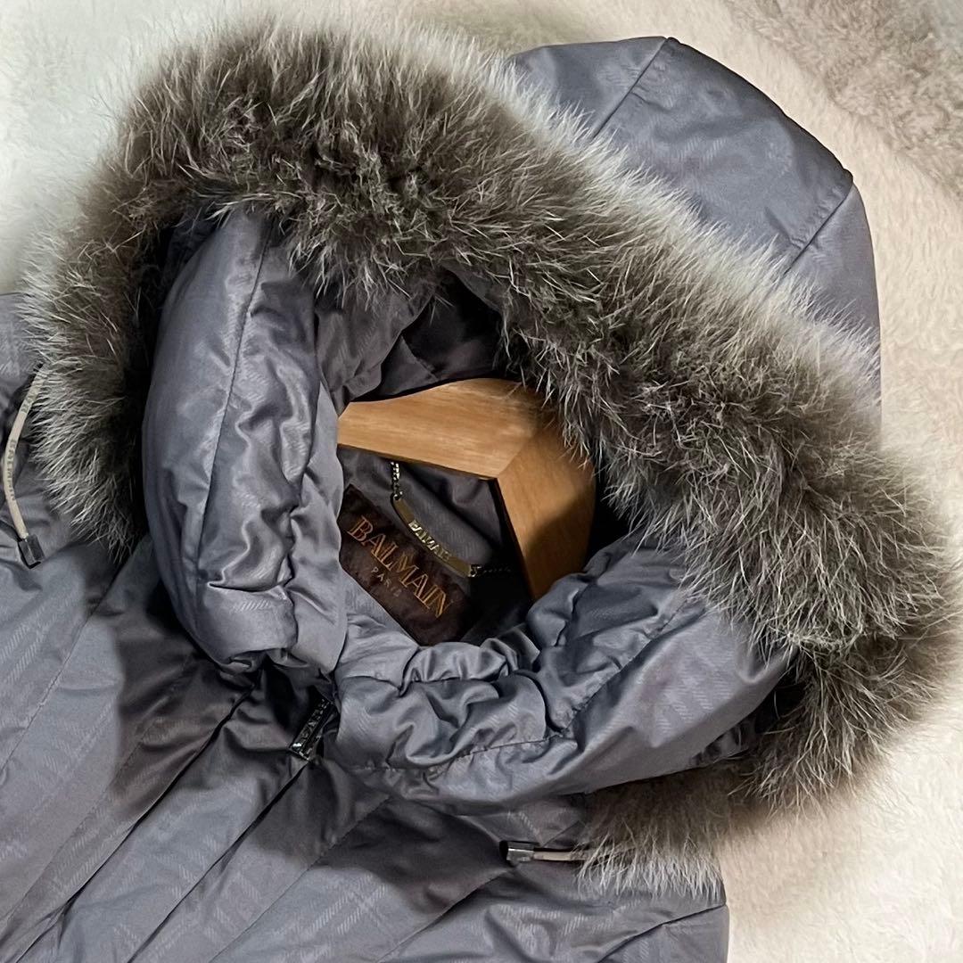 【極美品】BALMAIN PARIS ロングダウンコート L フォックスファー