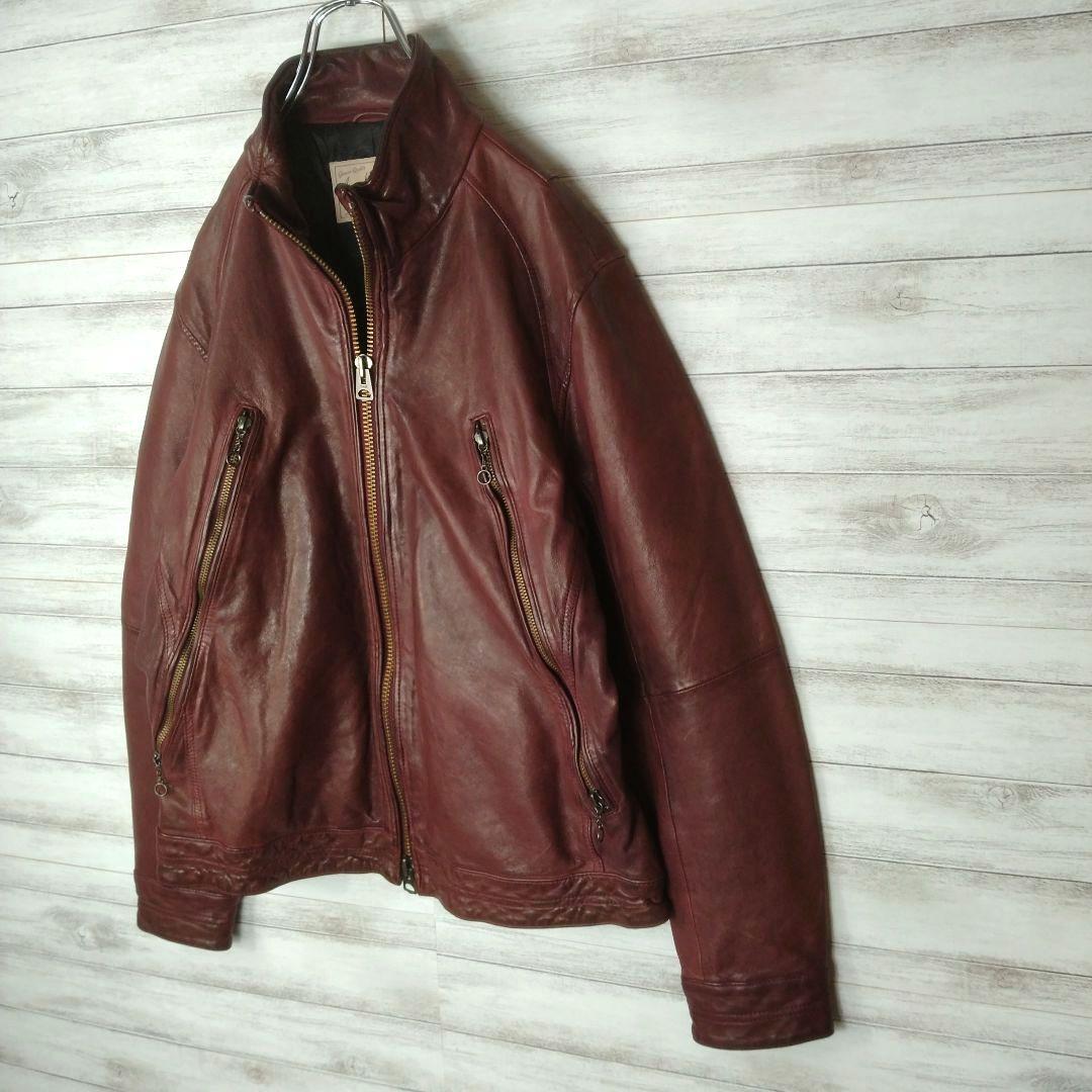 メンズ☆AVIREX　シングルライダース　革ジャン　レザージャケット　上野商会L